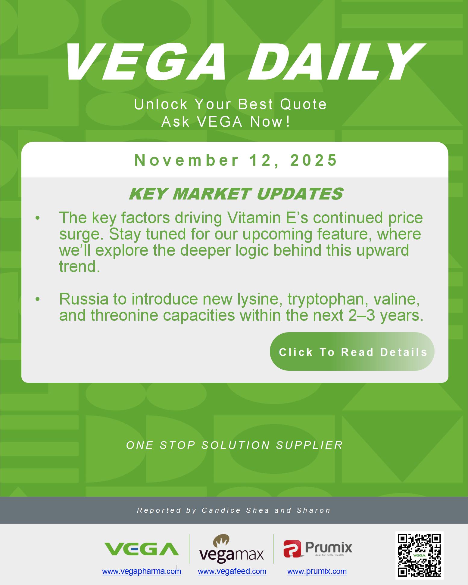 VEGA Daily Dated on November 12th 2025 Vitamin Amino Acid APl Food Additives.jpg